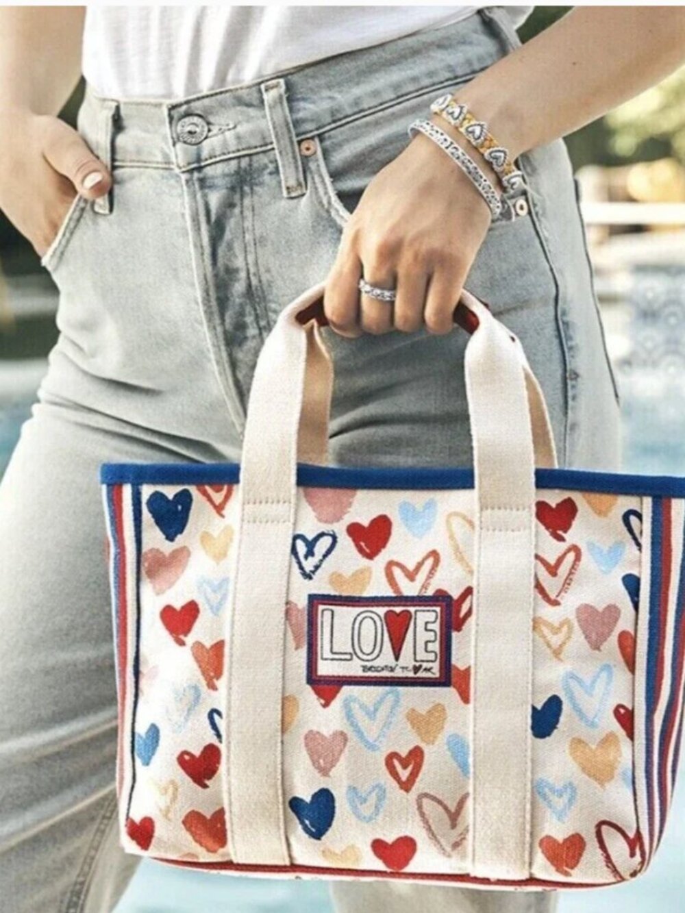 NWT Brighton Limited Ed. Canvas Tote Crossbody Bag Adjustable "Love"